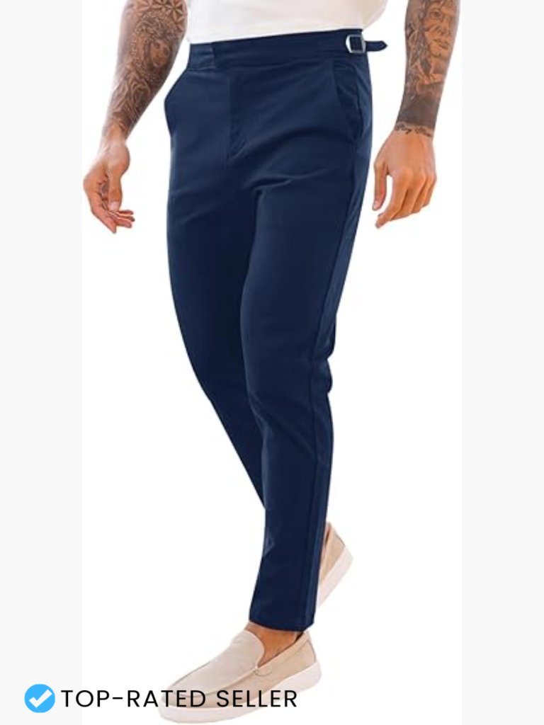 Slim Fit Stretch Cotton Chino Pants Classic Elegant Dress Casual Versatile